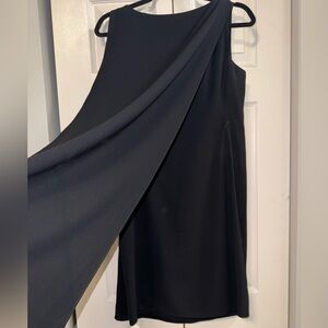 EUC White House Black Market Black Sheath Cape Dress